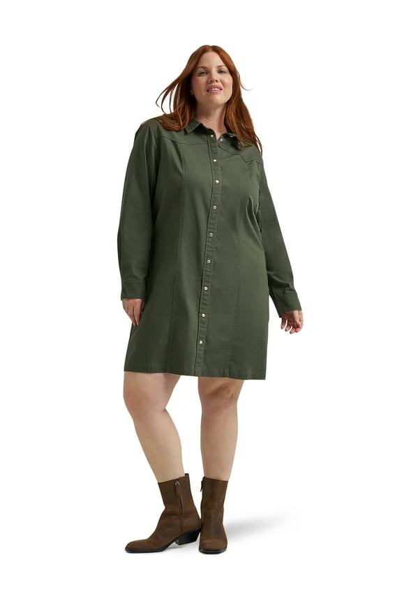 Women's and Women's Plus Heritage Western Denim Dress, Sizes XS-4X