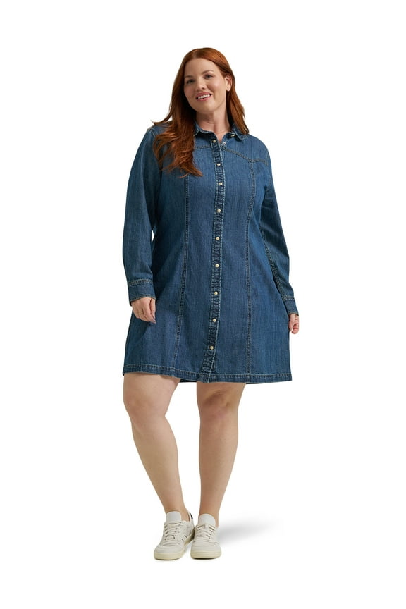 Women's and Women's Plus Heritage Western Denim Dress, Sizes XS-4X