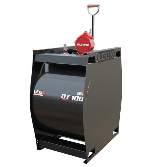 LEE DT 100 Diesel Fuel Transfer Tank, 100-Gallon Heavy-Duty Steel, Portable Auxiliary Storage, Truck Bed Tank with Hand Pump, Gray