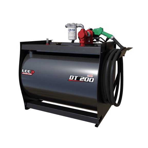 LEE DT 200 Diesel Fuel Transfer Tank, 200-Gallon Heavy-Duty Steel, Low Profile Portable Auxiliary Storage, Truck Bed Tank with High-Flow 20 GPM Electric Pump, Gray