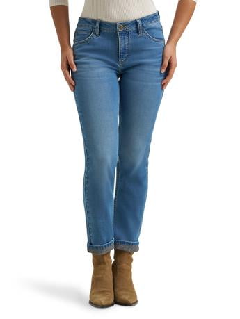 Women's Single Layer Warming Brushed Denim Jeans, Sizes 4-18