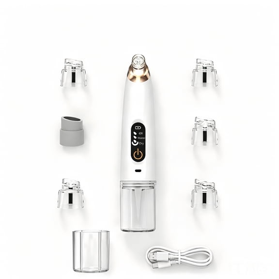 LEE Blackhead Remover Vacuum, Facial Pore Cleaner with Water Circulation, 3 Suction Levels, 6 Interchangeable Tips, USB Rechargeable for Nose and Face