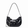 thumbnail image 1 of Lee Vintage Hobo Handbag for Women Cute Small Ladies Shoulder Bag with Decorative Metal Chain, Black, 1 of 7