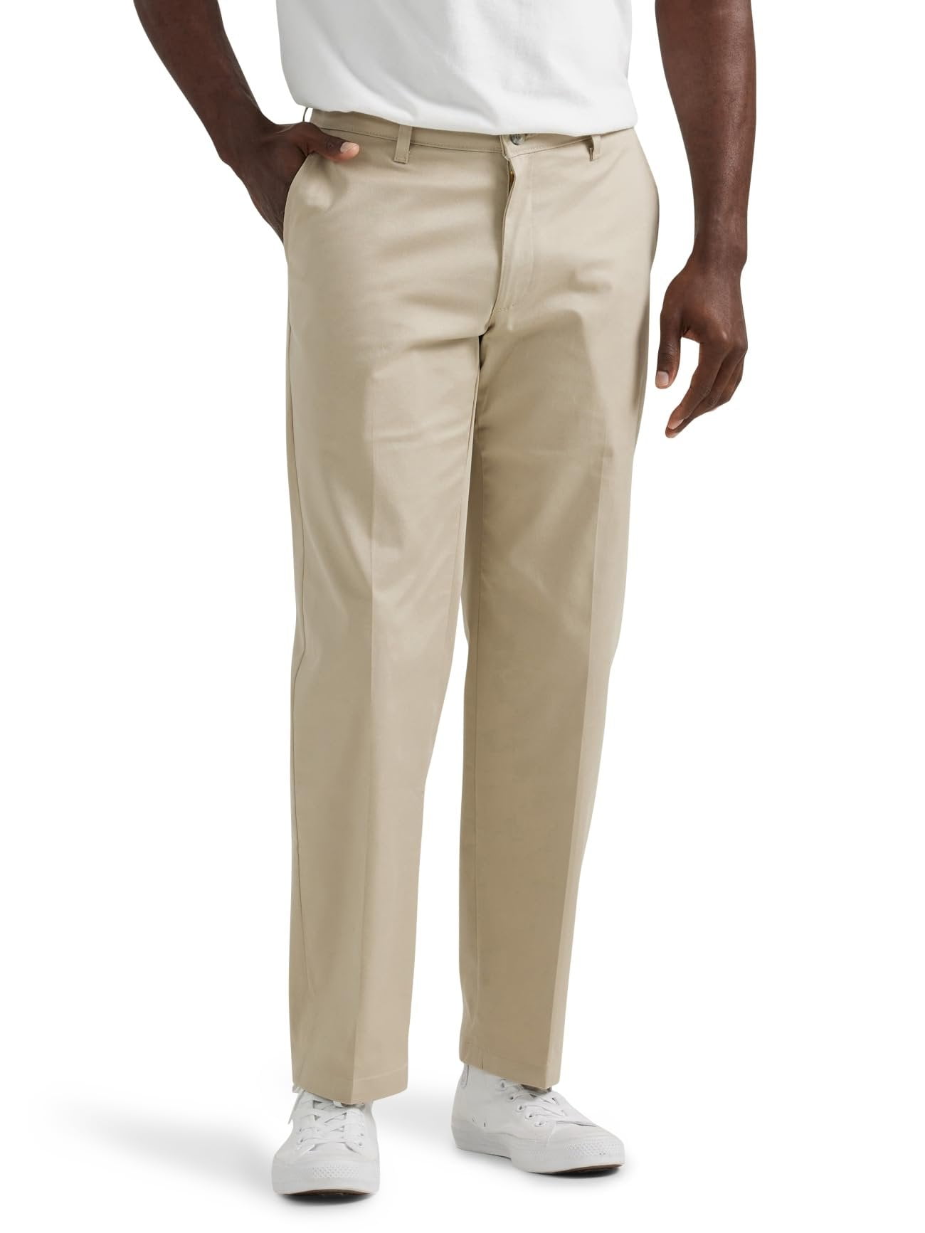 Lee Men's Total Freedom Stretch Relaxed Fit Flat Front Pant, Sand - Main Image