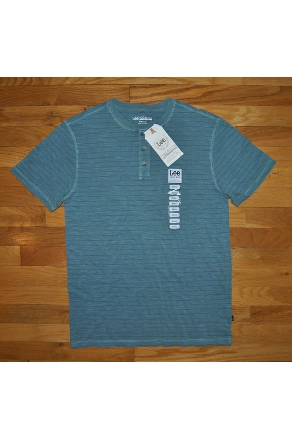 Premium Select Mens Striped Henley S/S Shirt (Pine Green, Small)