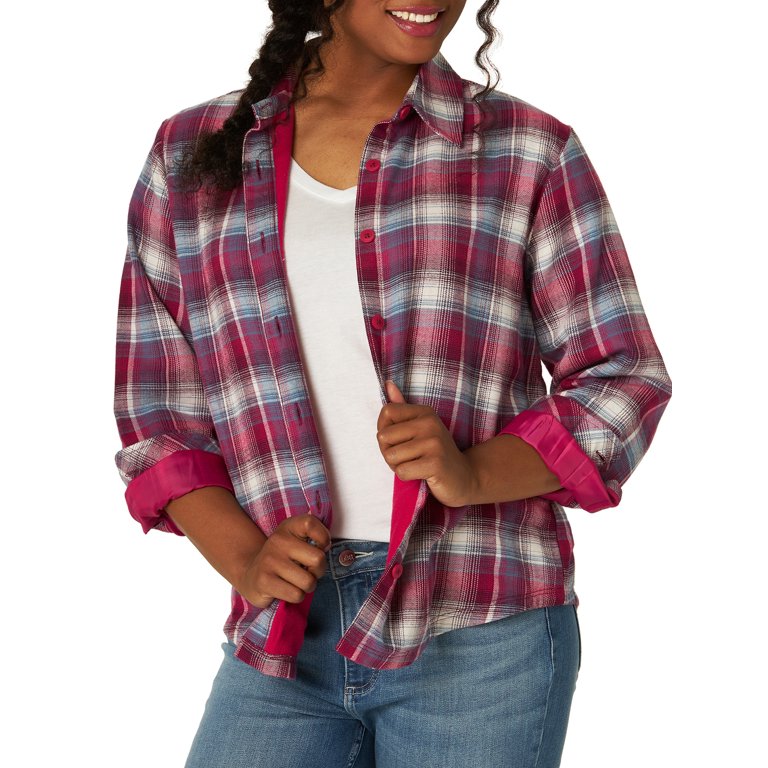 LEE RIDERS WOMEN'S NAUDIA LONG SLEEVE FLEECE LINED FLANNEL - Walmart.com