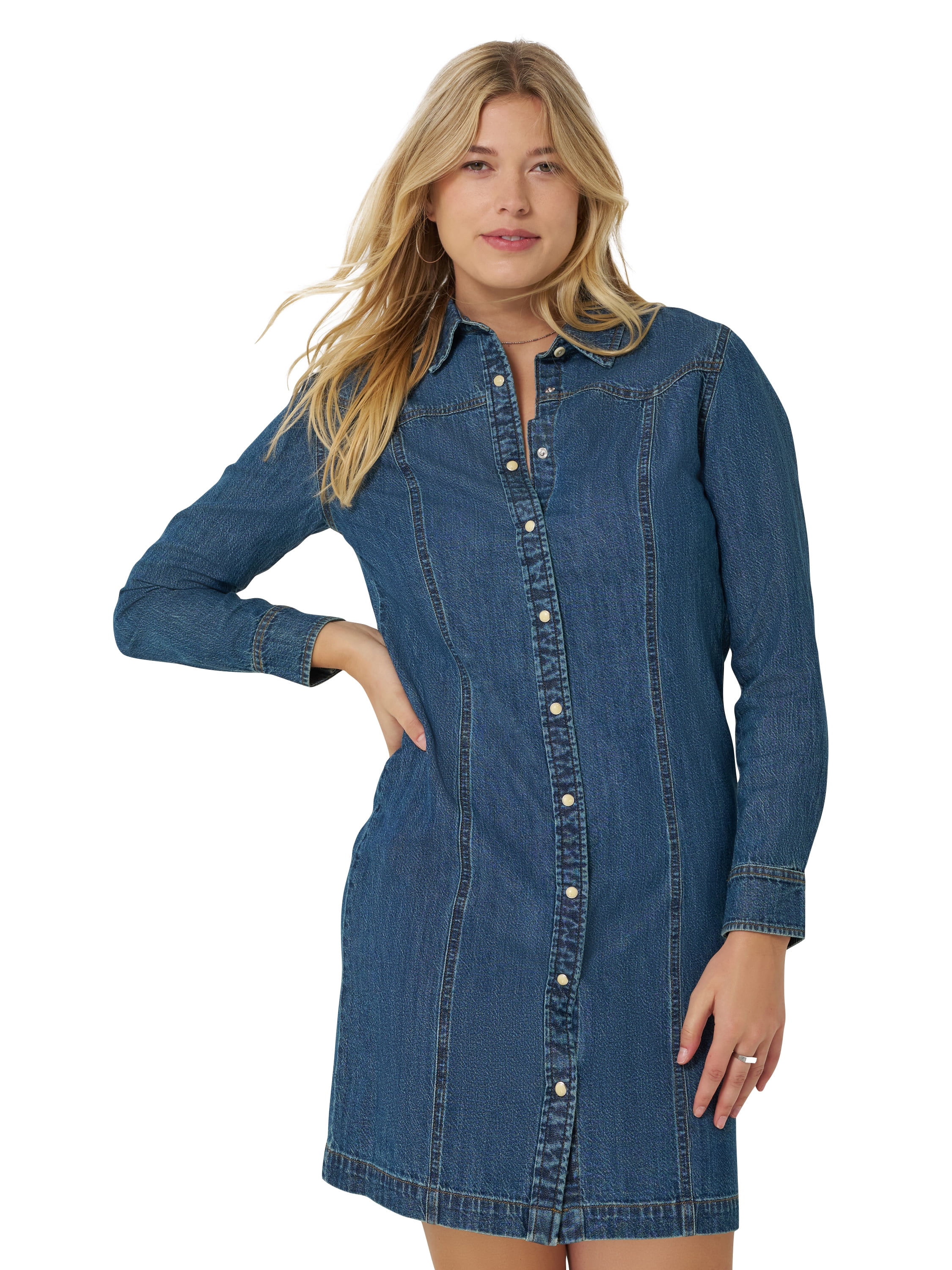 white christmas dresses Puff Sleeve Denim Mini Dress (Medium Indigo)- Final Sale – lee monet