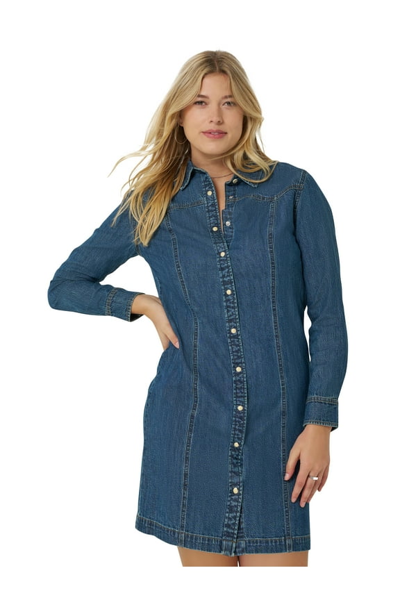 Women's and Women's Plus Heritage Western Denim Dress, Sizes XS-4X