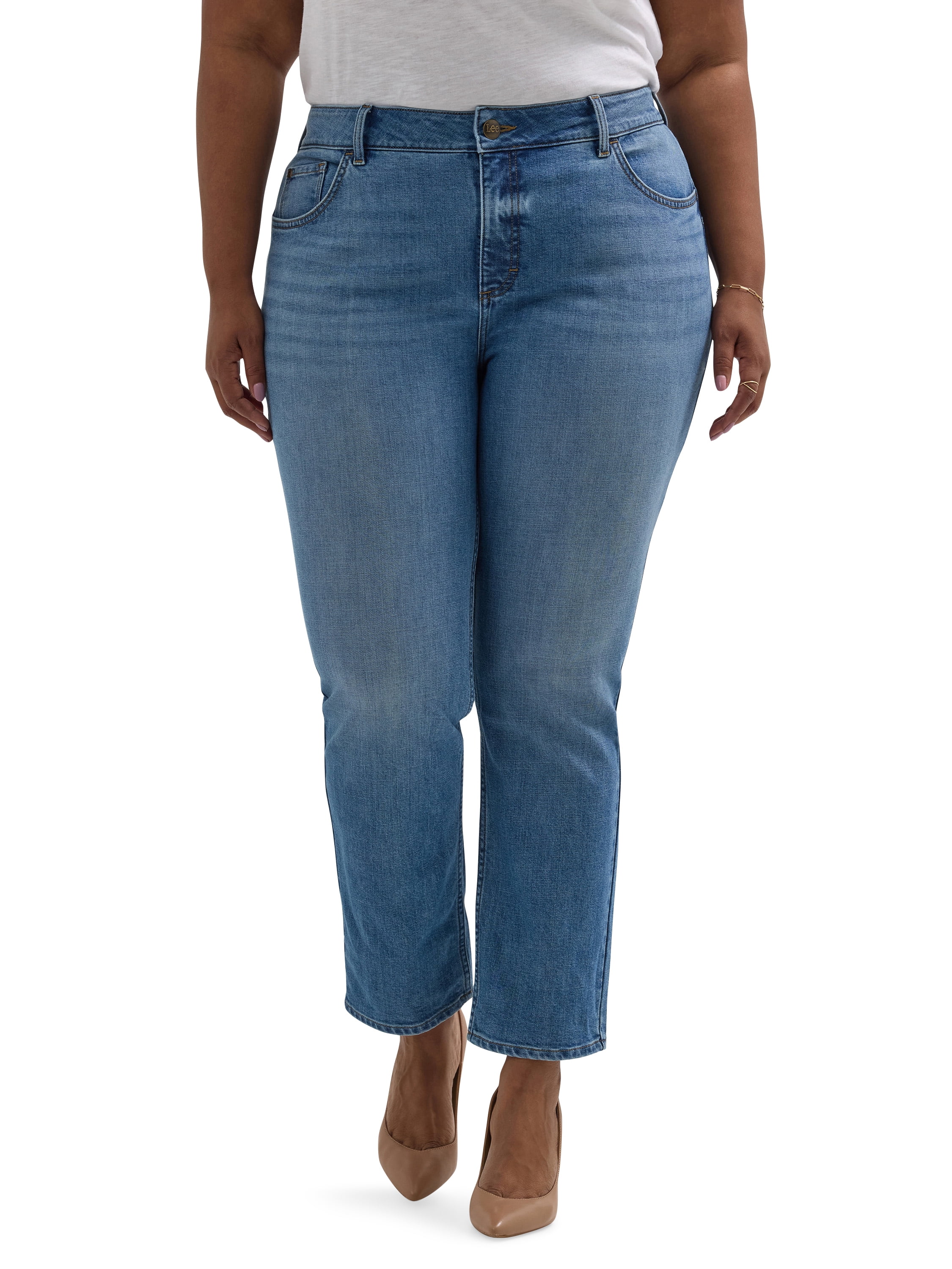 Lee Women's Plus Midrise Relaxed Fit Straight Leg Jean