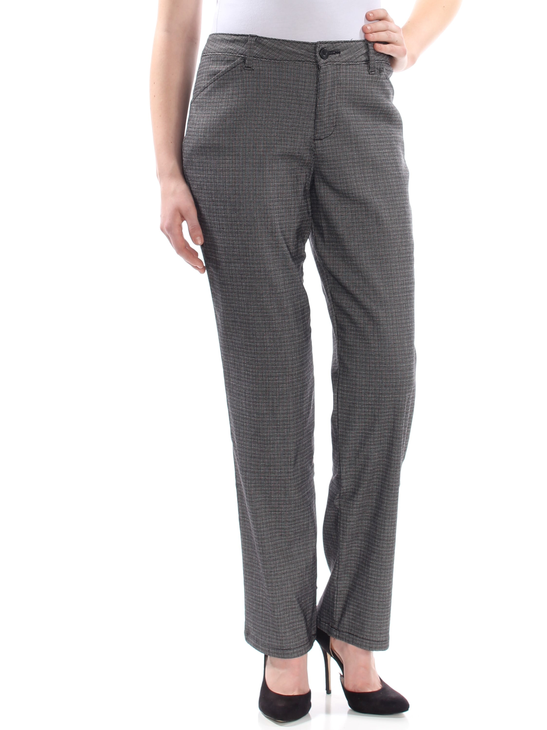 LEE Womens New 1523 Black Plaid Zippered Pocketed Wear To Work Pants 14 B+B