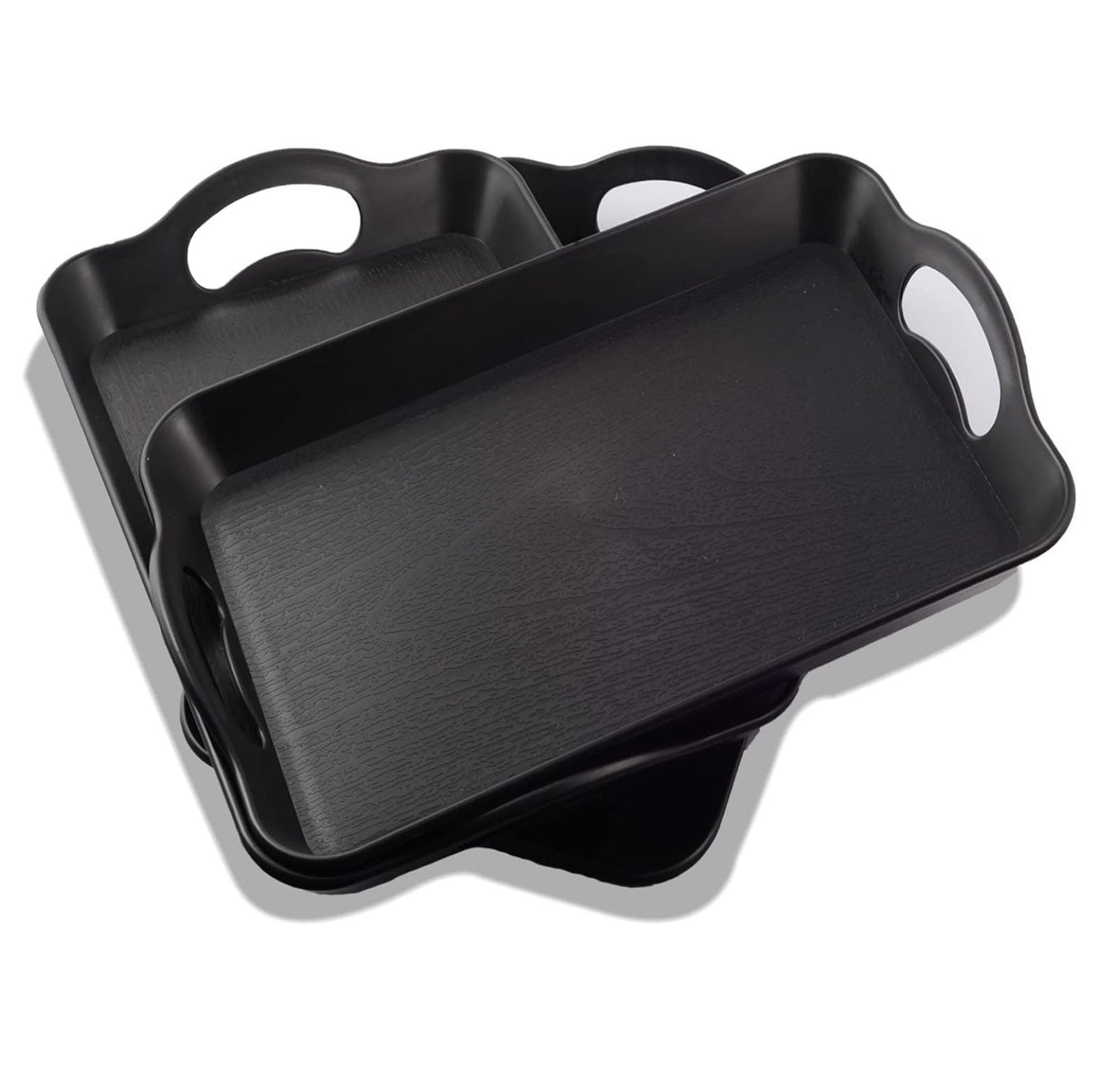 LEEHOWA 3 Pack 16” Plastic Tray with Handles Rectangle Serving Set ...