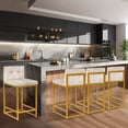 thumbnail image 1 of LEEJAY 24 inch Beige Bar Stools with Back Set of 4,Velvet Counter Height Stool for Dining Room, 1 of 6