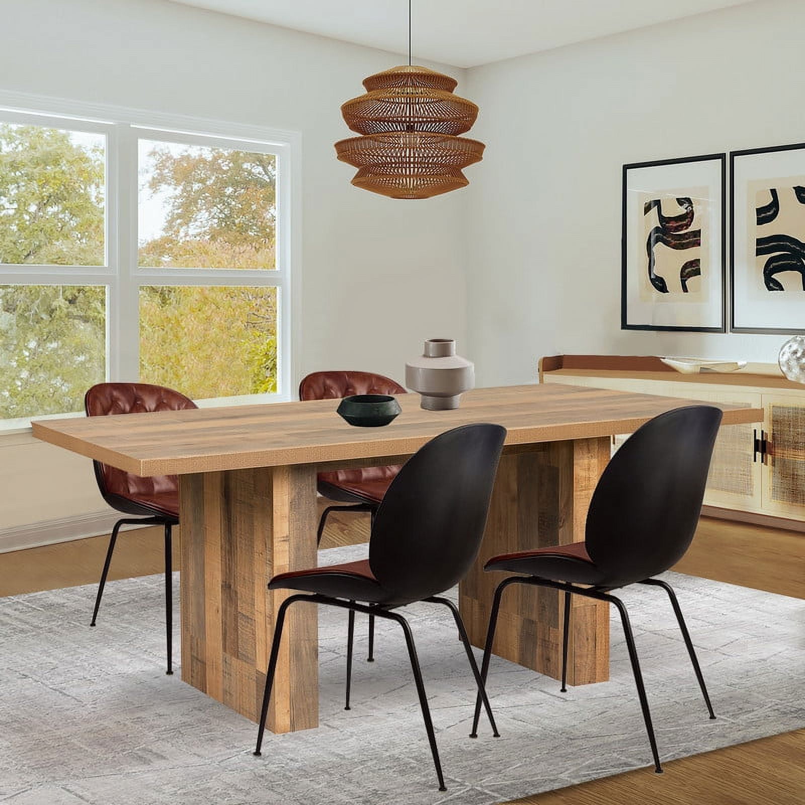 LEEJAY 5 Piece Dining Table Set-Modern Farmhouse Rectangular Kitchen ...