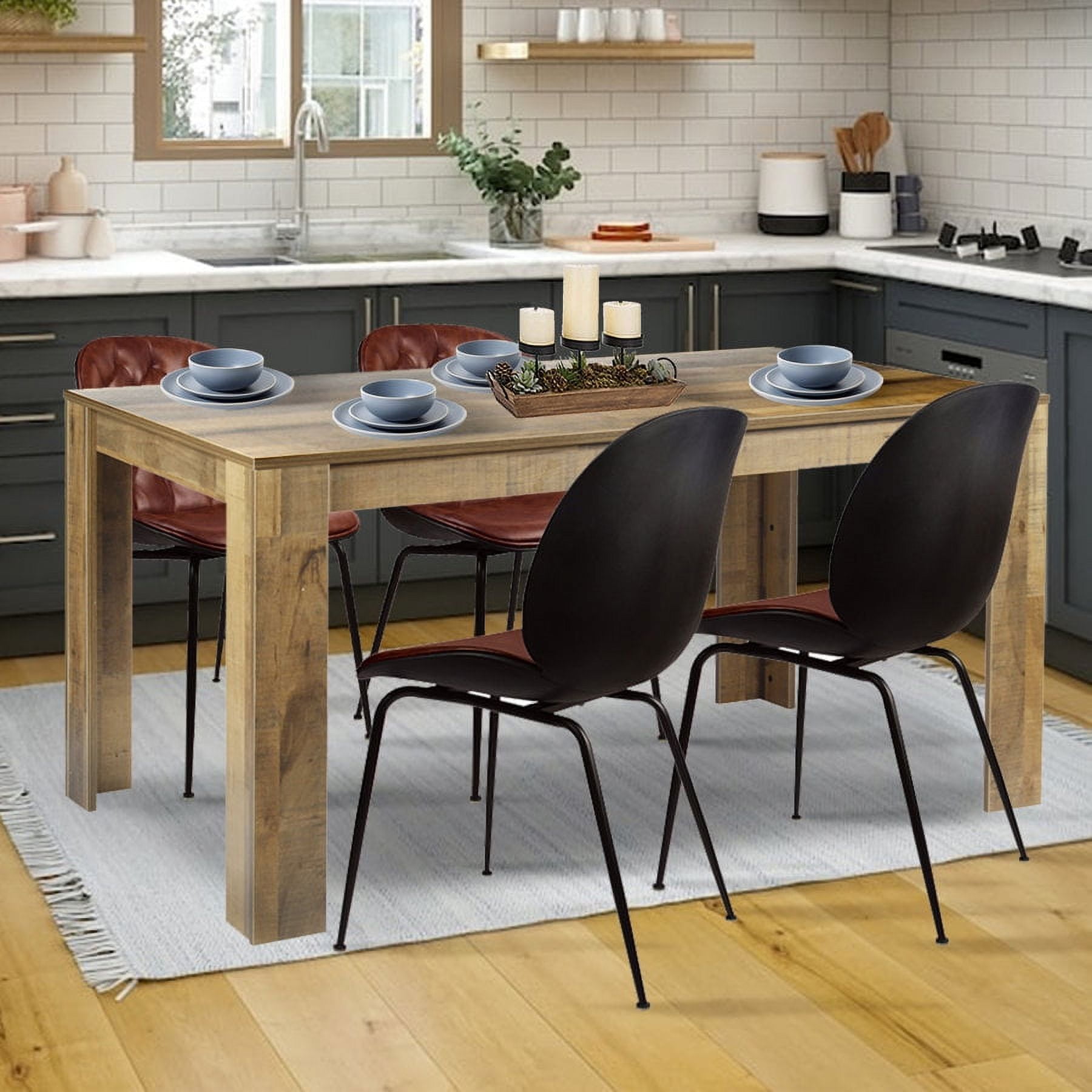 LEEJAY 5 Piece Dining Table Set-Modern Farmhouse Rectangular Kitchen ...