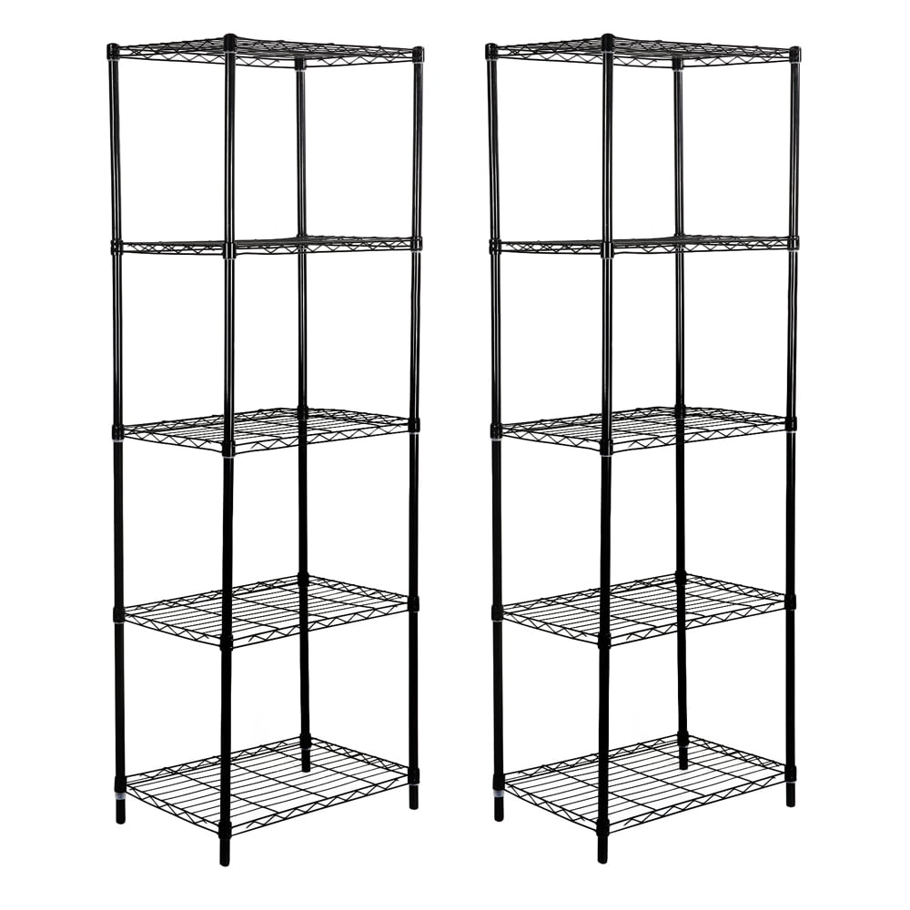 LEEJAY 5 Tier Black Wire Shelving Unit for Bathroom Kitchen,Garage,Set