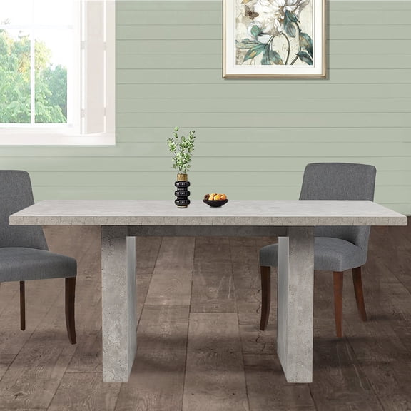LEEJAY Rustic Rectangular Wood Dining Table,Cemented/Concrete