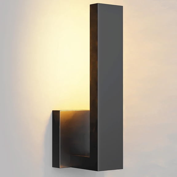 LEEKI - Modern Outdoor Light Fixture - L-Shaped Exterior Light Fixture - 14W 3000K - Anti Rust (Black, 14.5 Inch)
