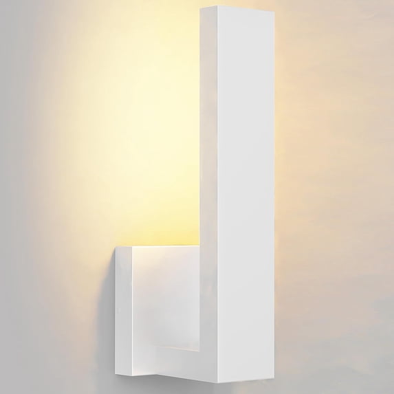 LEEKI - Modern Outdoor Light Fixture - L-Shaped Exterior Light Fixture - 14W 3000K - Anti Rust (White, 14.5 Inch)