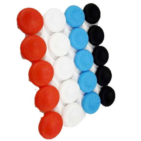 LEEKUANGSU 20 PCS Controller Thumbstick Caps Replacement Silicone Touch Controller Rocker Cover for PS3 / PS4 / PS5 (Red/Blue/Black/White)