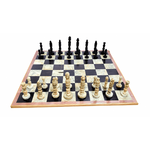 LEELA HANDICRAFT 26-Inch Handmade Marble Chess Set with Hand-Carved Marble Chess Pieces, 16.25 cm King & 15.62 cm Queen, Premium Soapstone Chess Board, Luxury Strategy Board Game, Handmade Gift