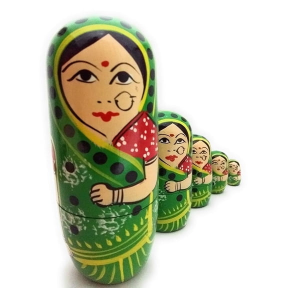 LEELA HANDICRAFT Handcrafted Wooden Indian Women Doll, 6.75 inch
