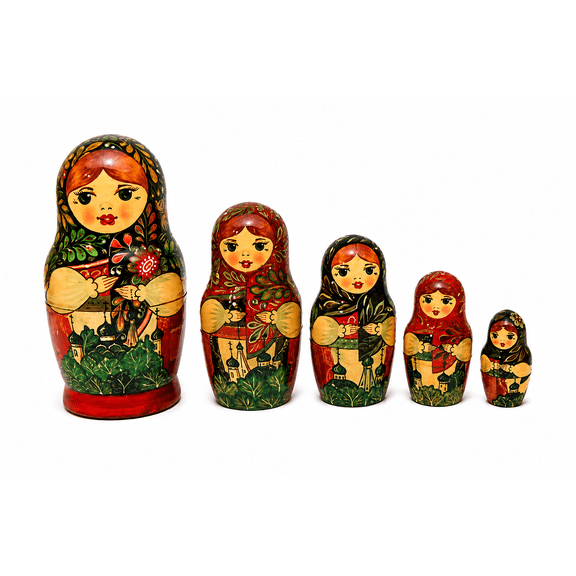 LEELA HANDICRAFT Handcrafted Wooden Ladies Dolls, 5 in 1, 6.75 inch