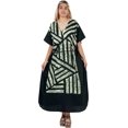 thumbnail image 1 of LEELA Women's Summer Elegant Maxi Kaftan Dress Caftan Loungewear Dashiki House Dresses for Women 3X-4X Black, Stripes, 1 of 5