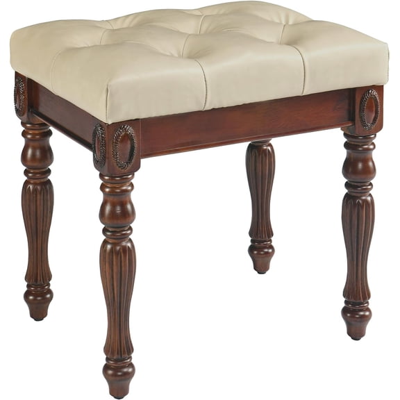 LEEMTORIG Upholstered Shoe , Traditional  Entryway , Button Tufted Faux Leather, Holds Up to 300 lbs, 14x18x19inches, for Entryway Hallway Bedroom, Beige PU, FD-1533-BG
