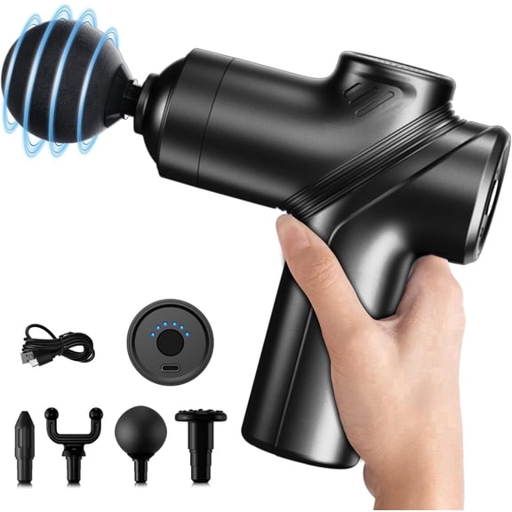 LEERCON Deep Tissue Muscle Relief Massage Gun with 4 Interchangeable Heads