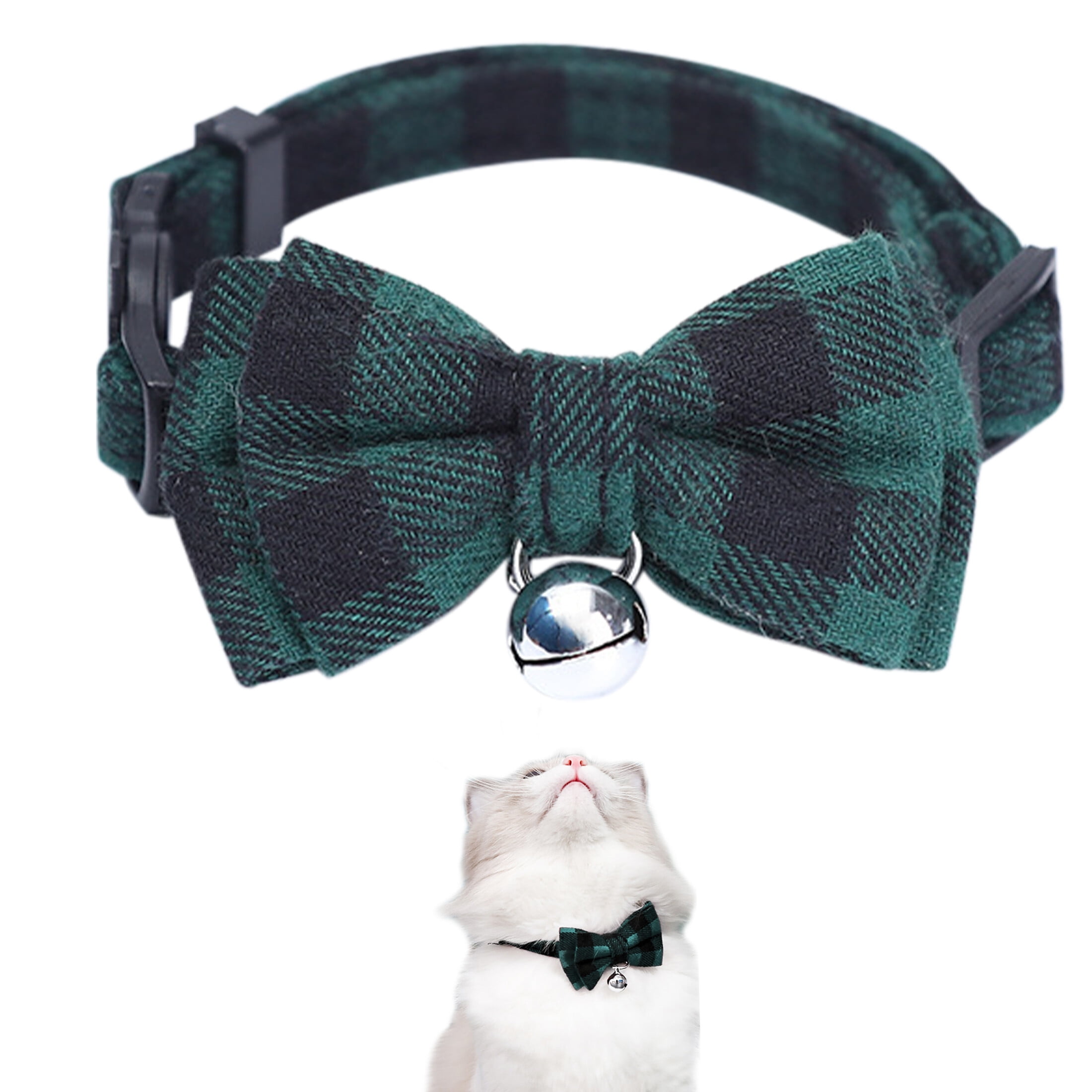 LEERUI Breakaway Cat Collar with Bell & Bow Tie, Cute Plaid Print