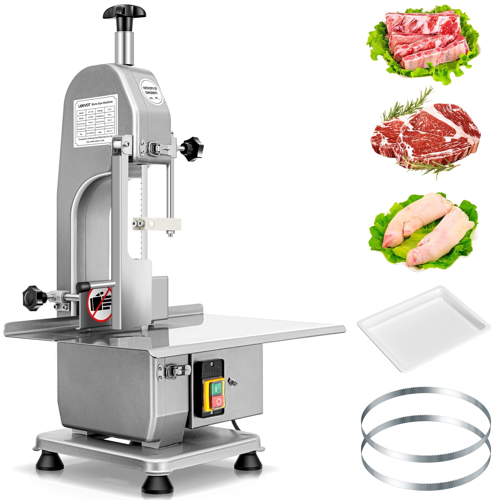 Travel Cutter Machine Commercial Electric Meat Saw 750W Bone Cutting Machine with 2 Blades ...