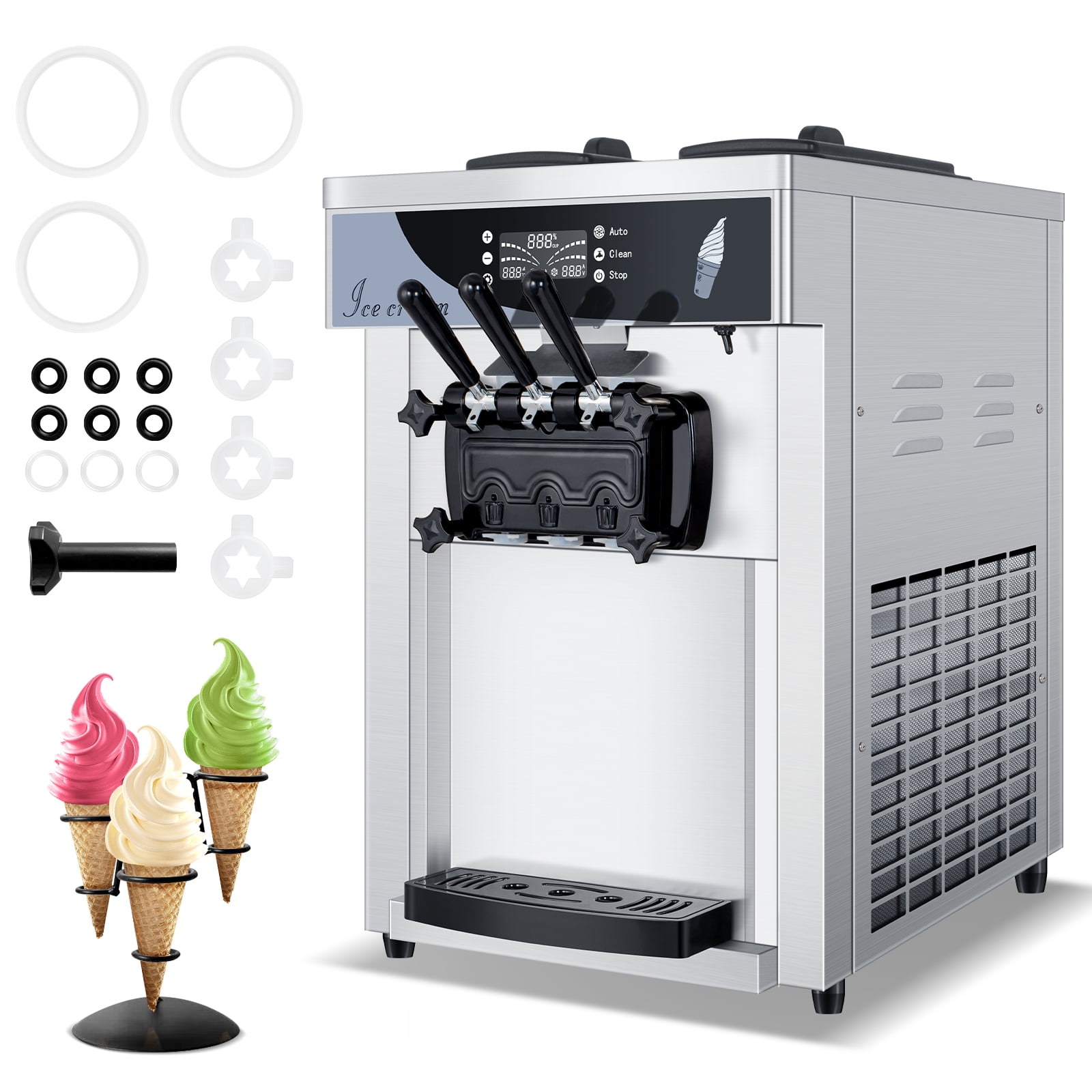 LEEVOT Electric Countertop Soft Serve Ice Cream Maker with Double Compressor, 928T