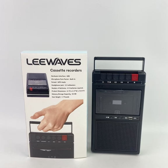 LEEWAVES Cassette recorders,Portable Shoebox USB to Cassette Tape Recorder, Analog Cassette Tape Deck with Built-in Microphone, 3.5" Bluetooth Speaker with FM Radio