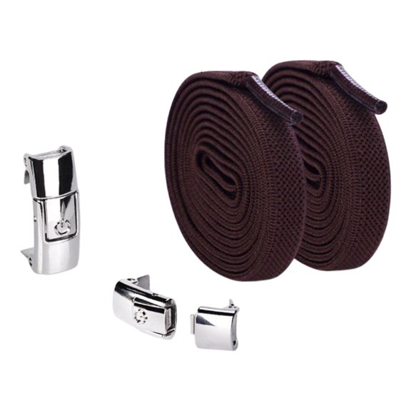 LEEYNEER 1 Pair 8mm  Tie Shoelaces Buckle Closing Opening Flat Elastic Kids Adult Lazy Shoe Laces for Outdoor