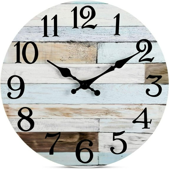 LEEYNEER 12 Inch Wall Clock Vintage Rustic Wall Clocks Silent Non-Ticking Wooden Decorative Round Wall Clock for Living Room Home Dining Room