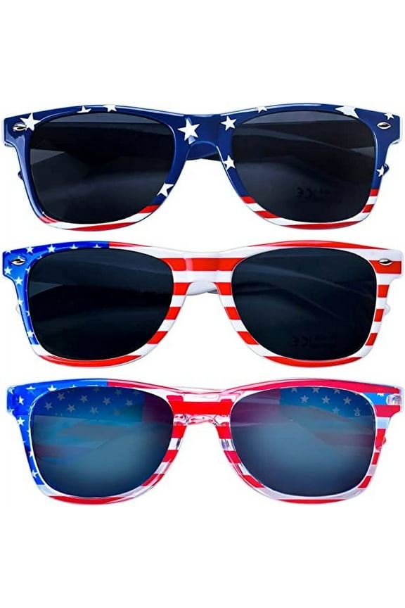 3 Pairs American Flag Sunglasses 4th of July Decorations Frame Sunglasses for Women Men Teens Patriotic Party Favors Supplies Independence Day Memorial Day Decorations 4th of J