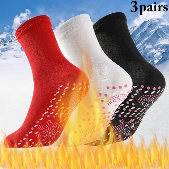 LEEYNEER 3 Pairs Therapy Magnetic Socks Breathable Tourmaline Socks Self Heating Socks for Women Men Boys Girls