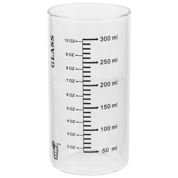 LEEYNEER 301-400ML Simple Glass Water Measuring Mug Bottle Portable Glass Juice Milk Cup with Scale (Black)