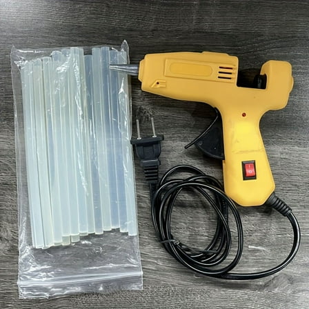 LEEYNEER 40W Hot Glue Gun With 30 Glue Sticks And Cloth Bag  Yellow Hot Melt Glue Gun