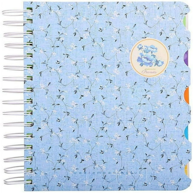 LEEYNEER 5 Subject Notebook，Wide Ruled Spiral Notebooks，A5 Travelers Notebook  Colored Dividers with Tabs   5.7”×8.27”  300 Pages