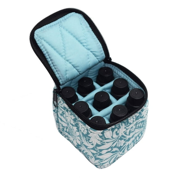 LEEYNEER 9 Bottles Essential Oil Carrying Case Shockproof Essential Oils Organizer Travel Bag Holder for 5ml 10ml 15ml Bottles or 10ml Roller Bottles with Portable Handle and Double Zippe