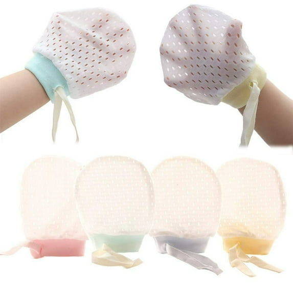 LEEYNEER Baby Boy Girl No Scratch Silk Cotton Mittens Mesh Breathable Drawstring Gloves for Newborn Toddler Infants 8 Pack (Eyelet Mitten)