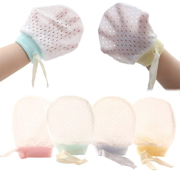 LEEYNEER Baby Boy Girl No Scratch Silk Cotton Mittens Mesh Breathable Drawstring Gloves for Newborn Toddler Infants 8 Pack (Eyelet Mitten)