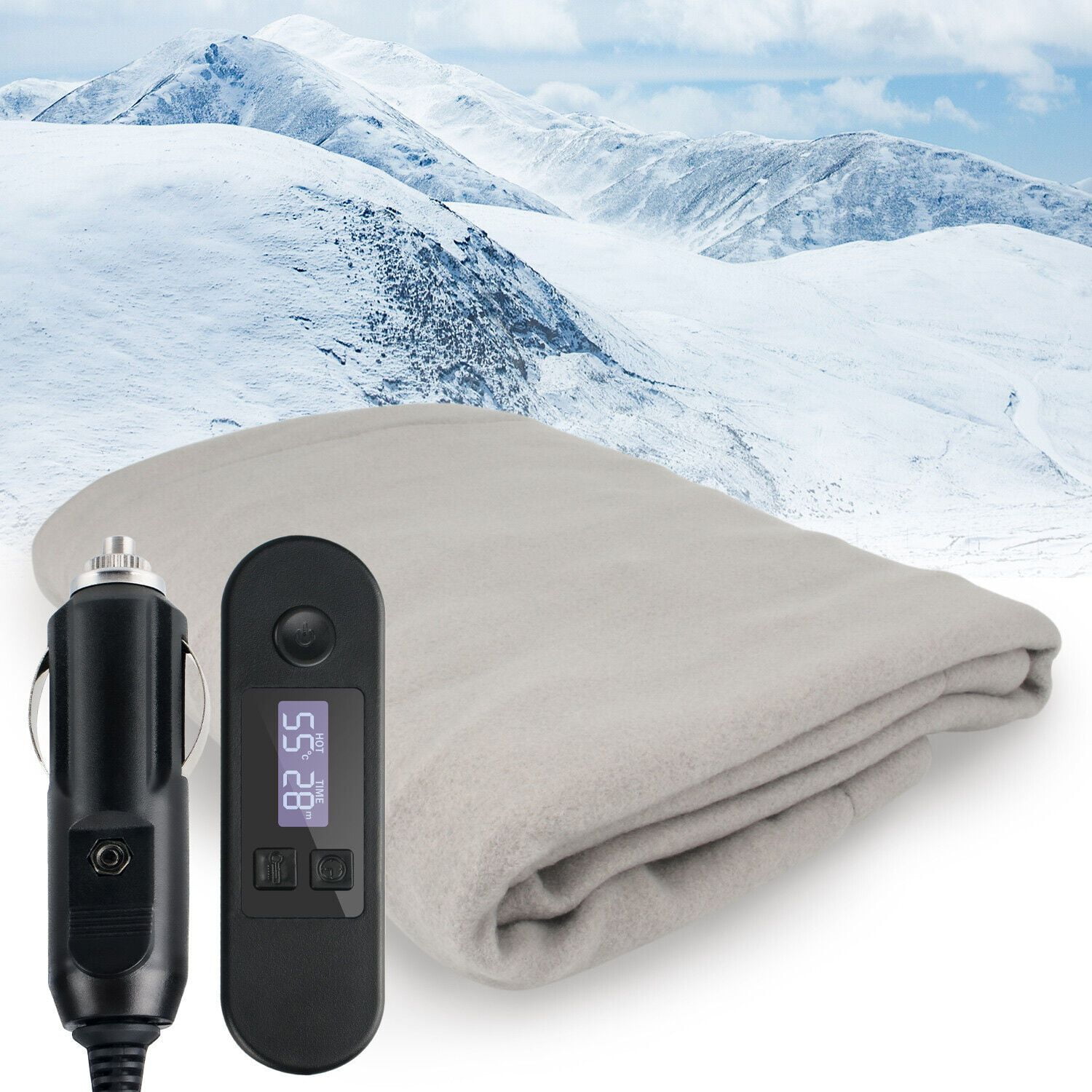 LEEYNEER Car Electric Heating Blanket 12V Car Cigarette Lighter Truck