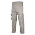 thumbnail image 1 of LEEYNEER Cargo Pants for Men Big & Tall Cotton Casual Elastic Waist Pants Strench Multi Pocket Straight Wide Leg Pants, 1 of 4