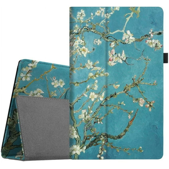 LEEYNEER Case for Fire HD 10 Tablet (Compatible with 7th and 9th Generations 2017 and 2019 Releases) - Premium PU Leather Slim Fit Stand Cover with Auto Wake/Sleep Blossom