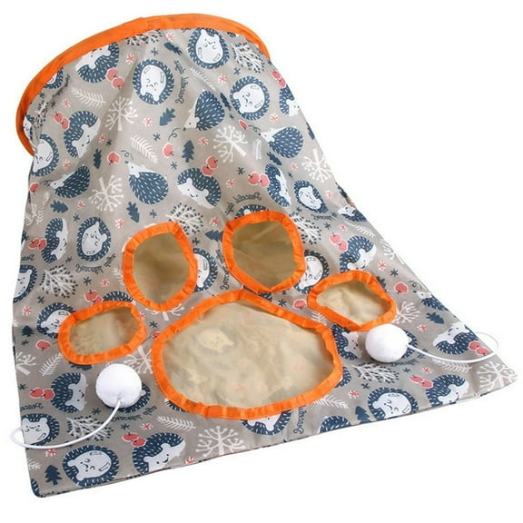LEEYNEER Cat Cave Tunnel Crinkle Funny Kitten Play Toy Cat Sleeping Bag with Mouse Toy