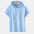 thumbnail image 1 of LEEYNEER Clearance Mens Tops Casual Men Solid Fashion Hooded Pullover Short Sleeve Sports T-Shirt Top, 1 of 7