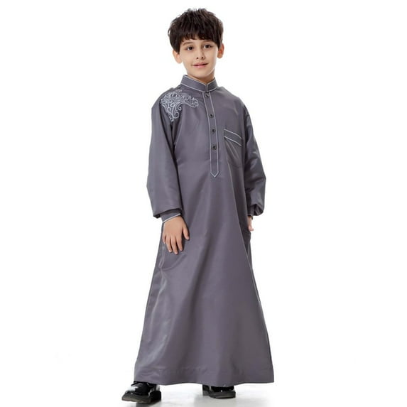 LEEYNEER Fall Clothes for Boys Boys Middle Muslim Pure Fashion Dresses and Long Topcoats Comfortable Blouse