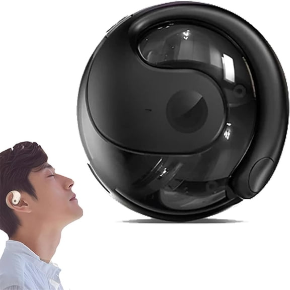 LEEYNEER HY-T26 Headphones for Sports Earbuds Wireless Bluetooth 5.4 Stereo Sound Portable Charging Case with Lanyard for Running (Black)
